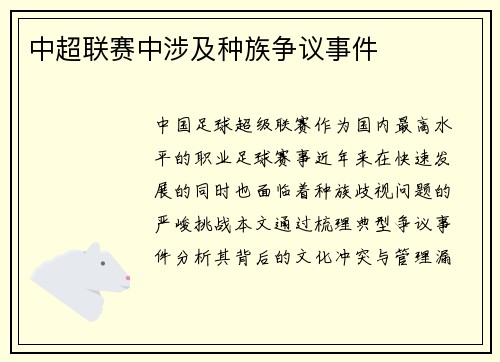 中超联赛中涉及种族争议事件
