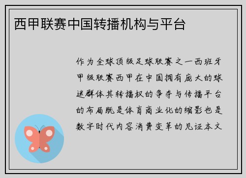 西甲联赛中国转播机构与平台